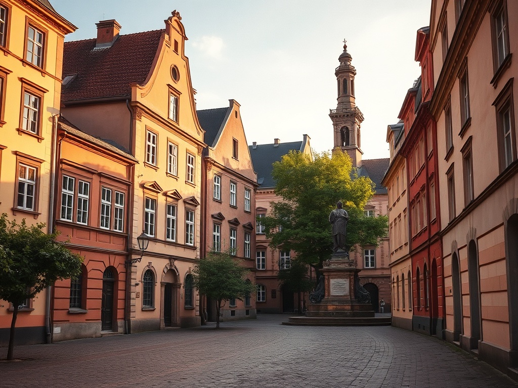 Ulica w Opolu w 2001 roku, zabytkowa architektura miasta w okresie transformacji